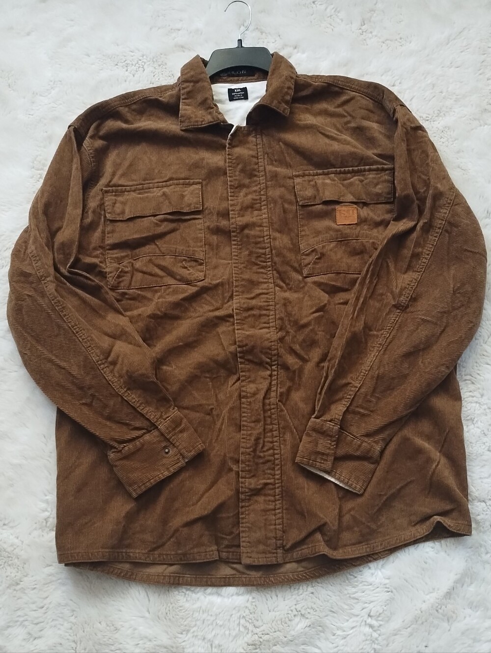 Sean John Chest-Pocket Corduroy Field Coat in Brown